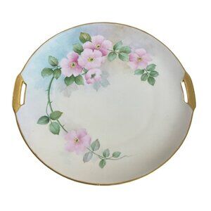 PK Silesia Hand Painted Porcelain Plate Antique Early 1900s Apple Blossom Print